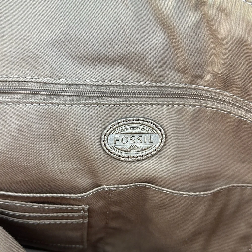 Fossil Rose Gold Leather Shoulder Tote Bag - Picture 8 of 8